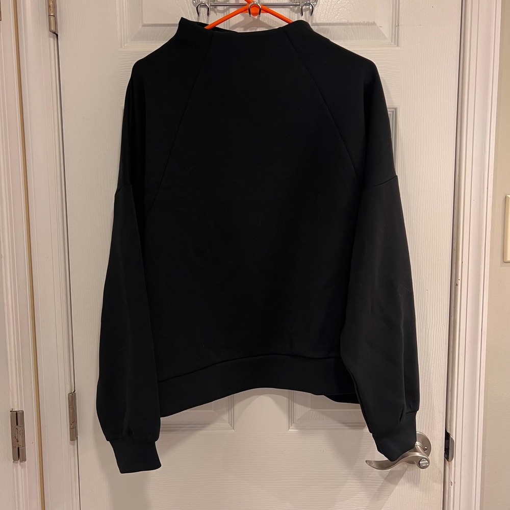 Crane Womens XL Black Mock Neck Oversized Scuba Sweatshirt Pullover Athleisure